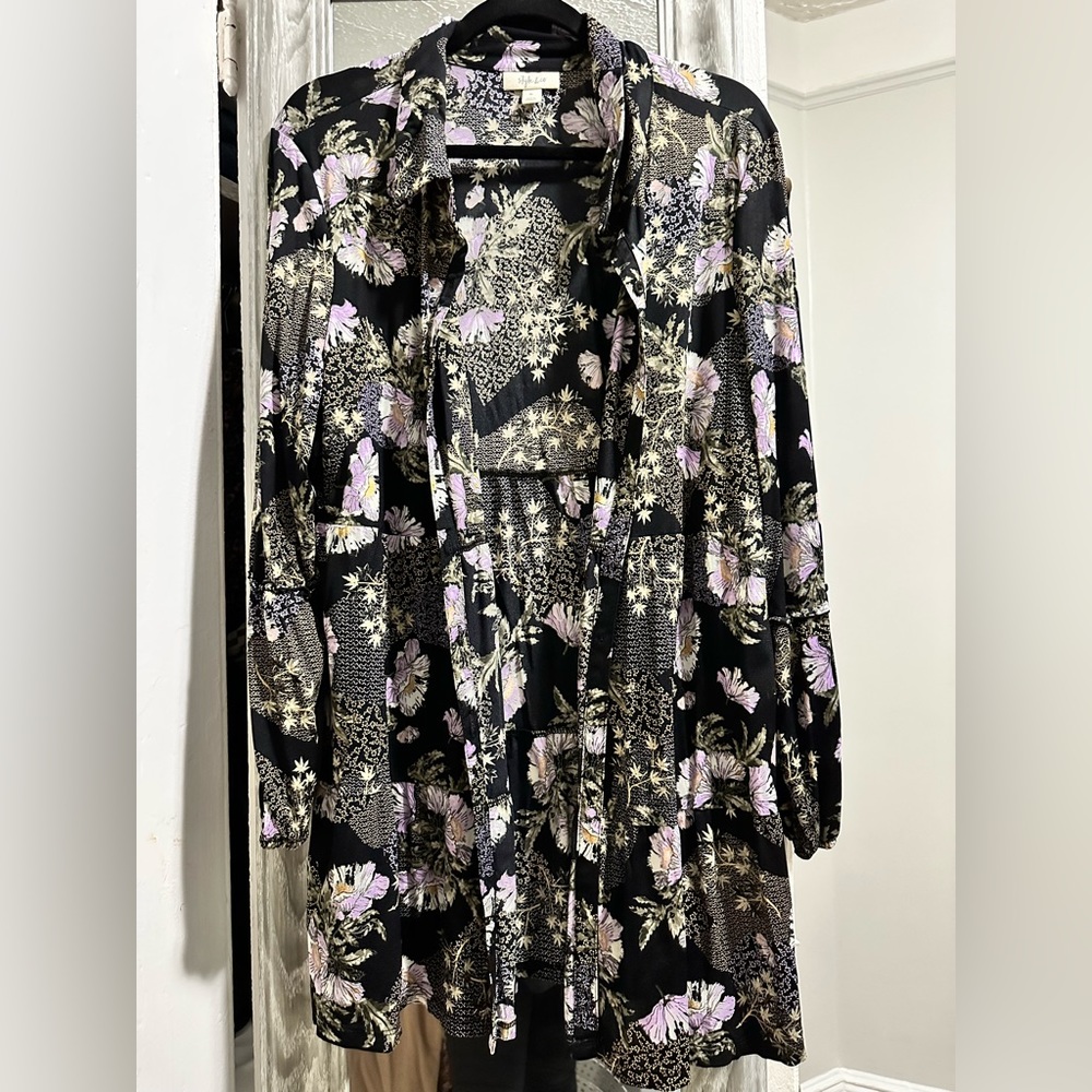 Style&Co Floral long button down shirt